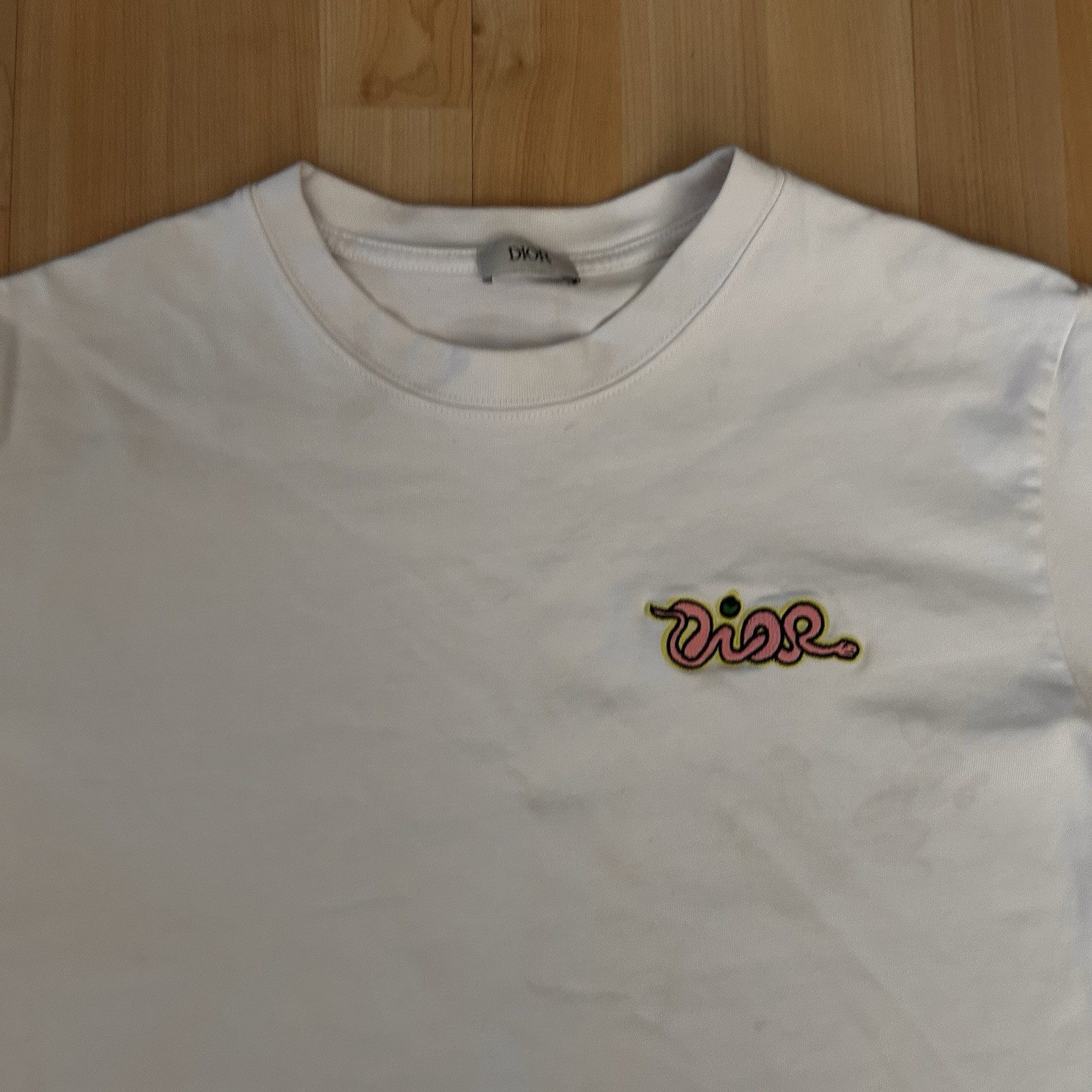 Dior Kaws Snake Embroidered T Shirt Relaxed Cotton Heavy White Size L gallery