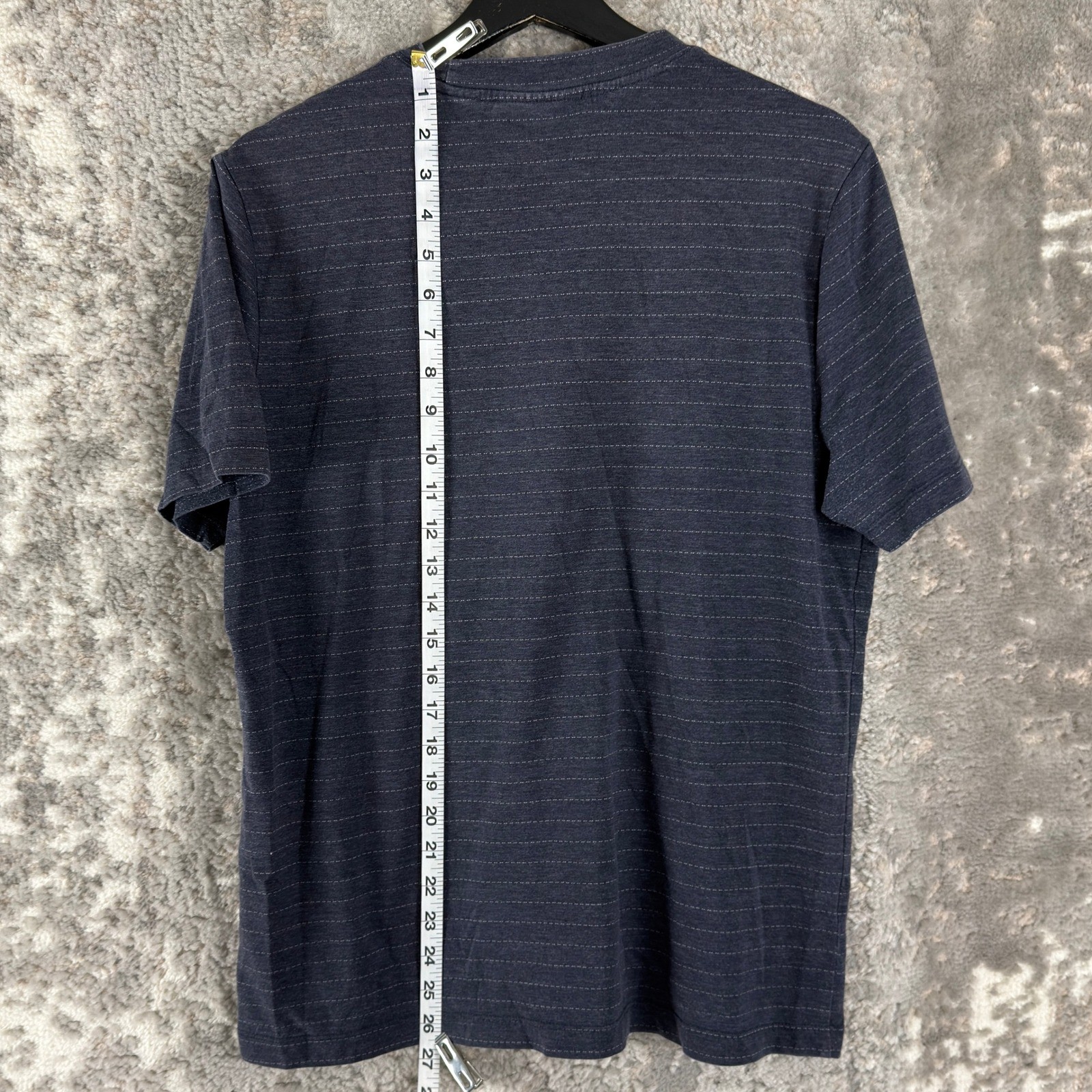Perry Ellis Portfolio Size M Striped Pocket Casual T-Shirt Blue Short Sleeve Men gallery
