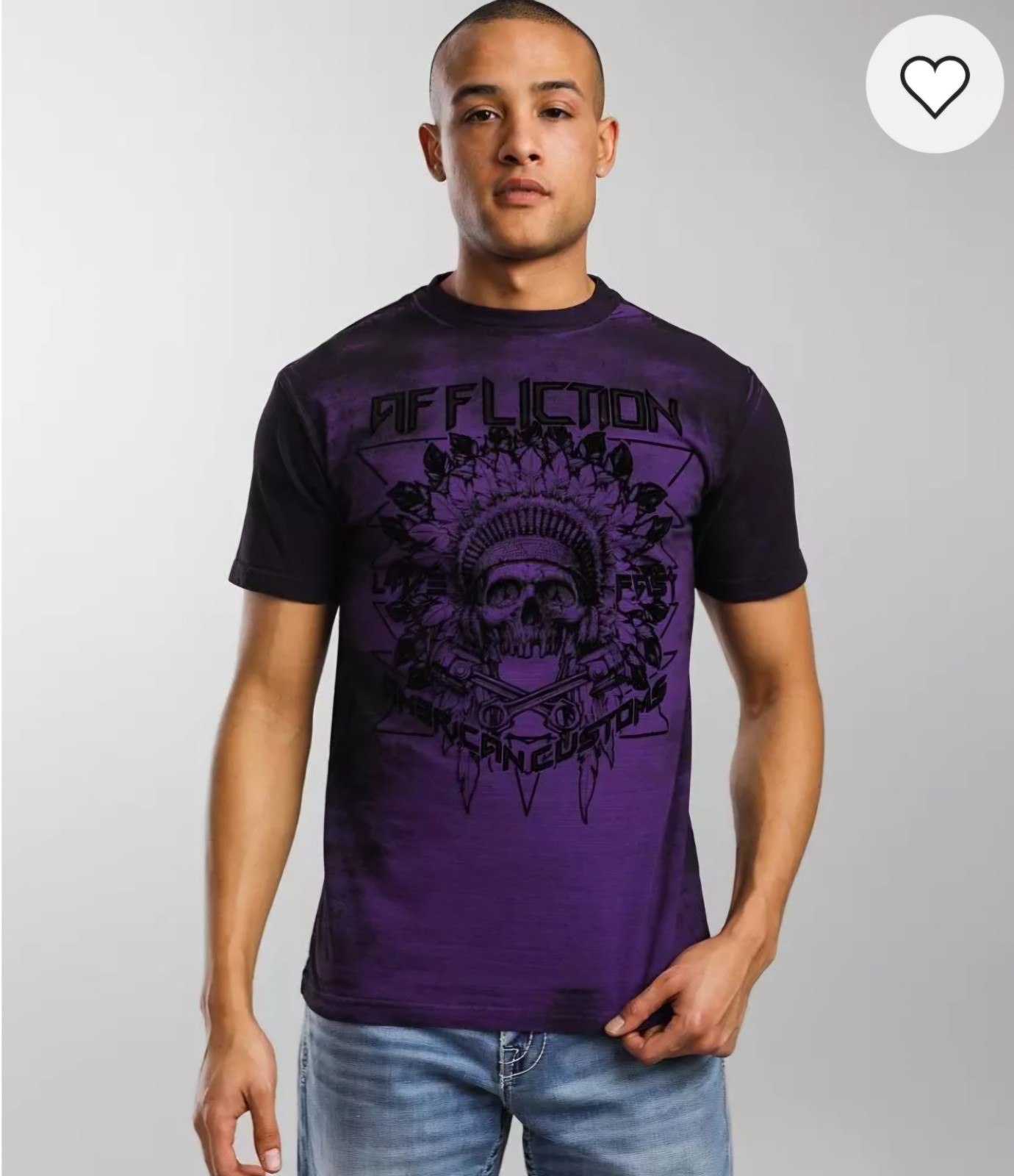 Affliction American Customs Copperhead Bend T-Shirt Men’s Purple Skull 3XL