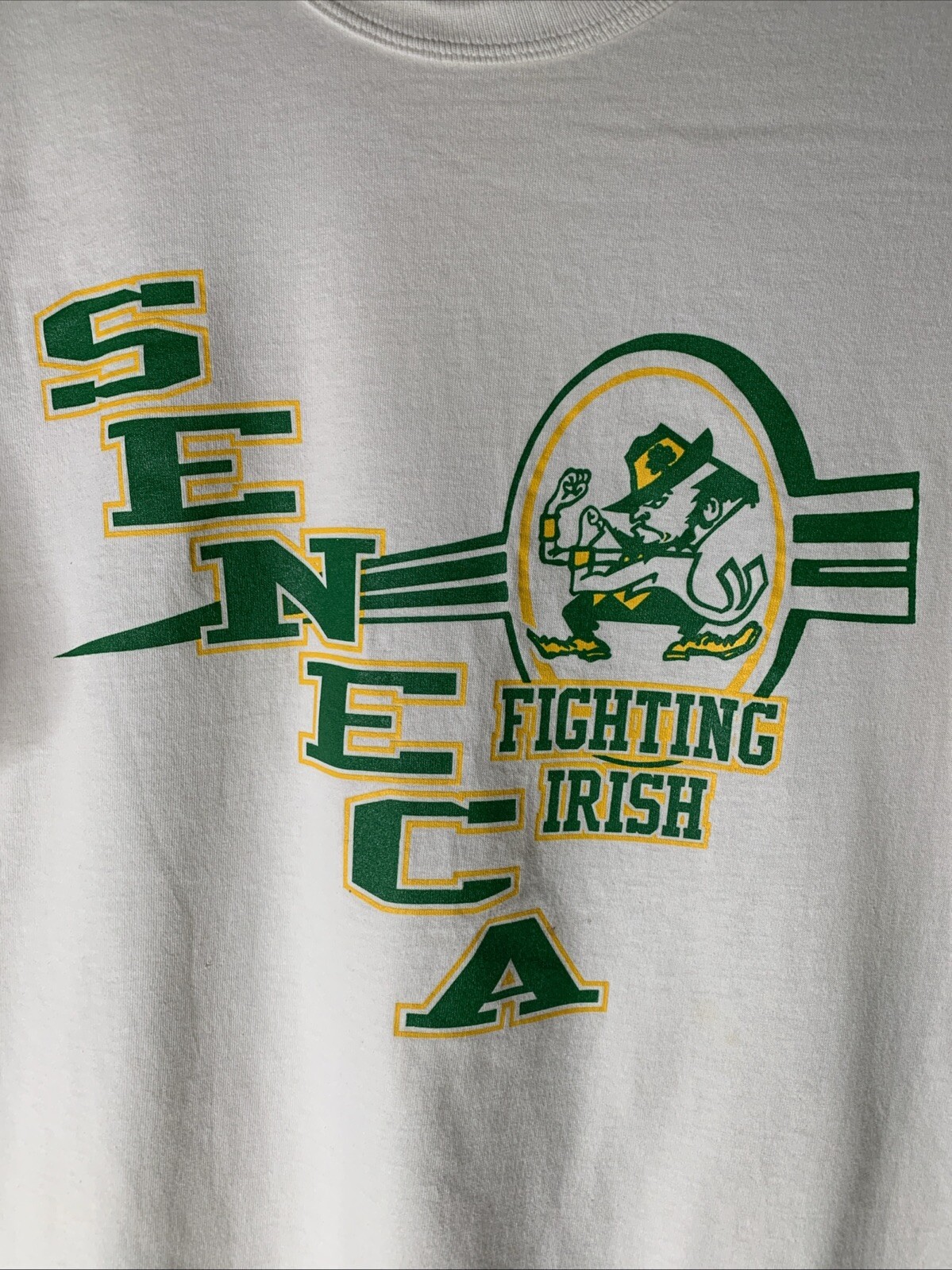 Vintage Seneca Fighting Irish Shirt Mens Sz L High School Football Logo Tee 90s gallery