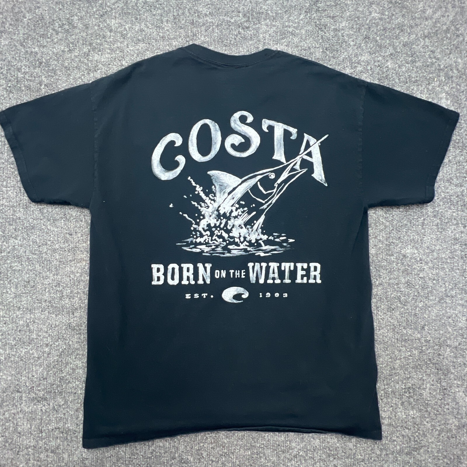 COSTA DEL MAR T Shirt Mens Medium Black Short Sleeve Born On The Water Marlin gallery
