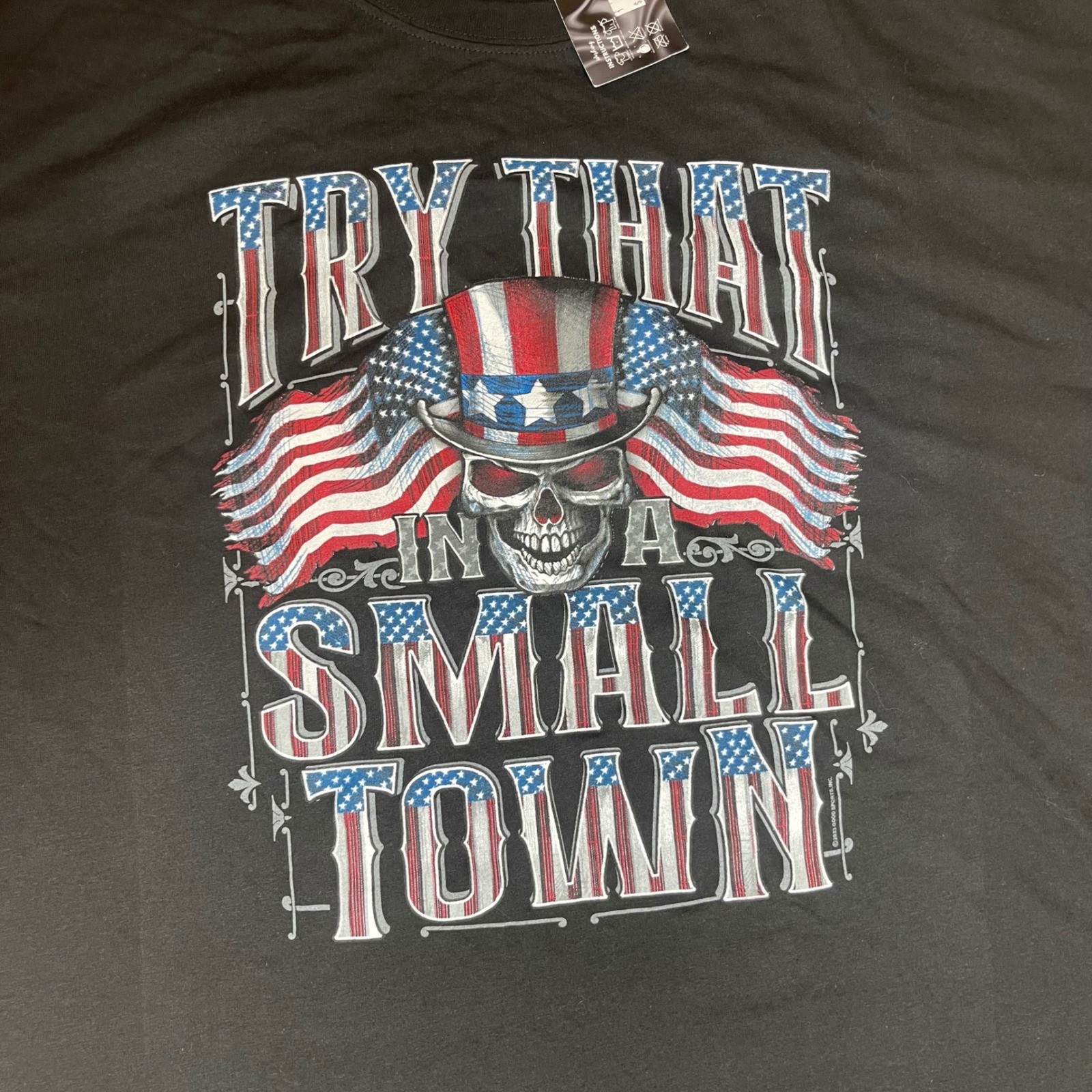 Hot Leathers Mens Try That In A Small Town Skull Graphic T-Shirt Black 3XL NEW gallery
