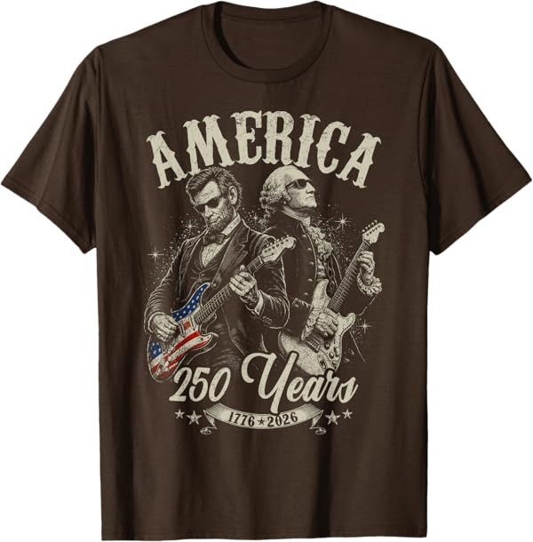 George Washington Lincoln Playing Guitar Abe Lincoln 250th T-Shirt gallery
