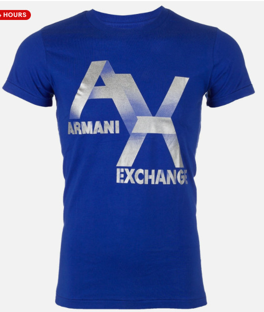 ARMANI EXCHANGE Blue Silver AX LOGO Short Sleeve Slim Fit Designer T-shirt NWT gallery
