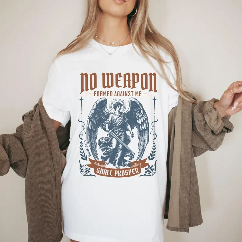 Vintage Archangel Michael Shirt Prayer Bible Scripture Tee Jesus Faith Christian gallery