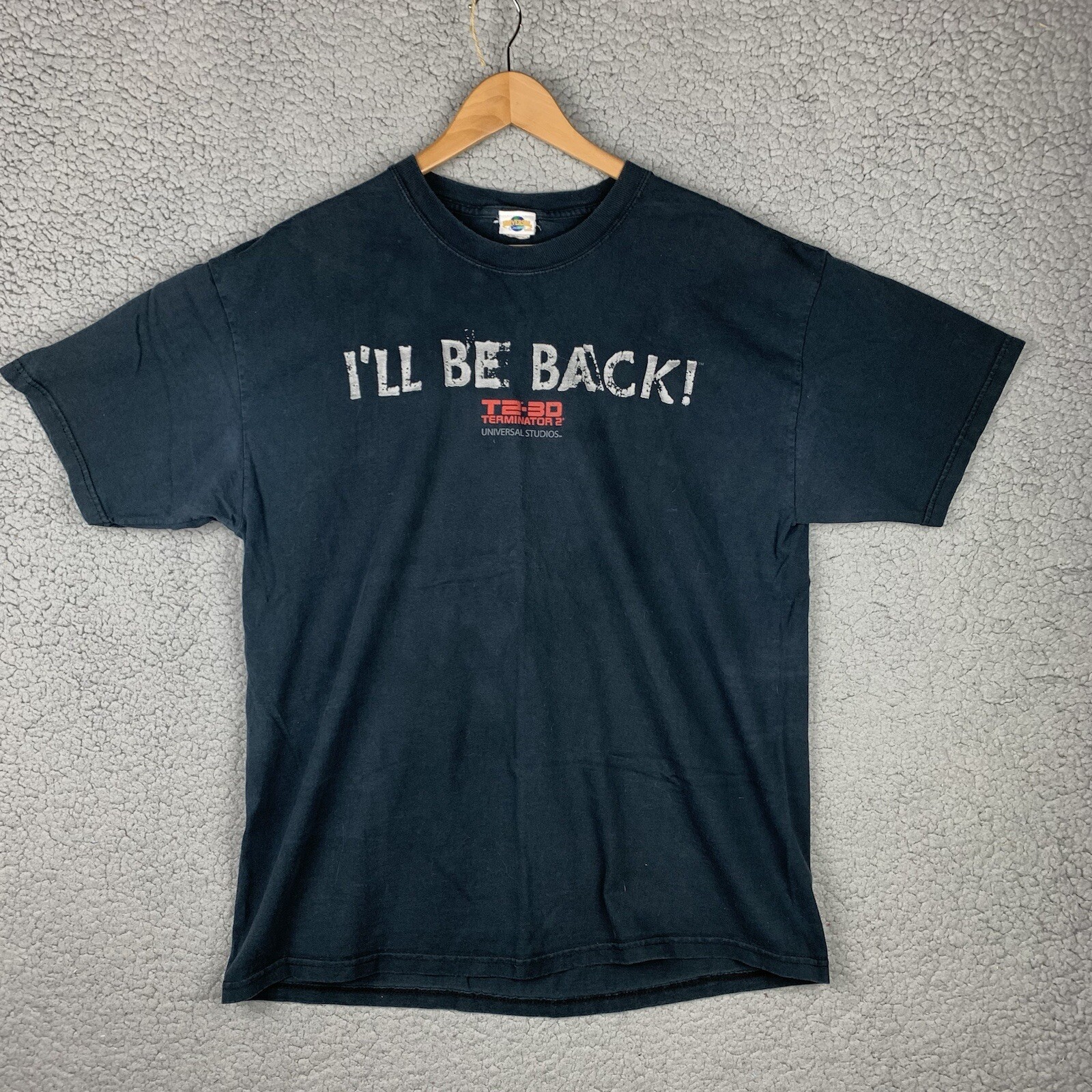 Vintage Terminator 2 T-shirt I’ll Be Back Men’s L Black T2 3D Universal Studios