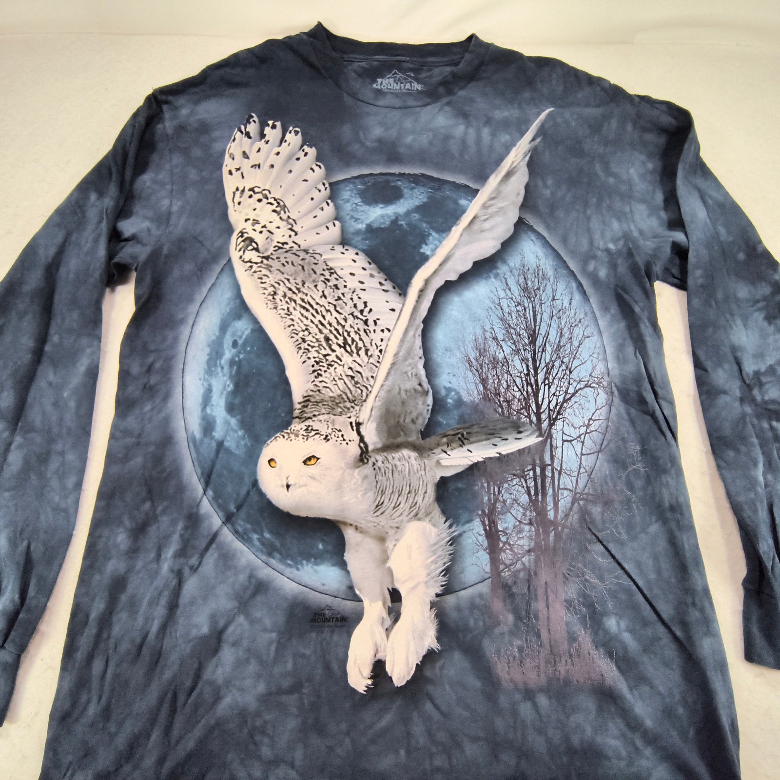 The Mountain Owl Long Sleeve Casual Graphic T Shirt Adult Mens Size L Blue