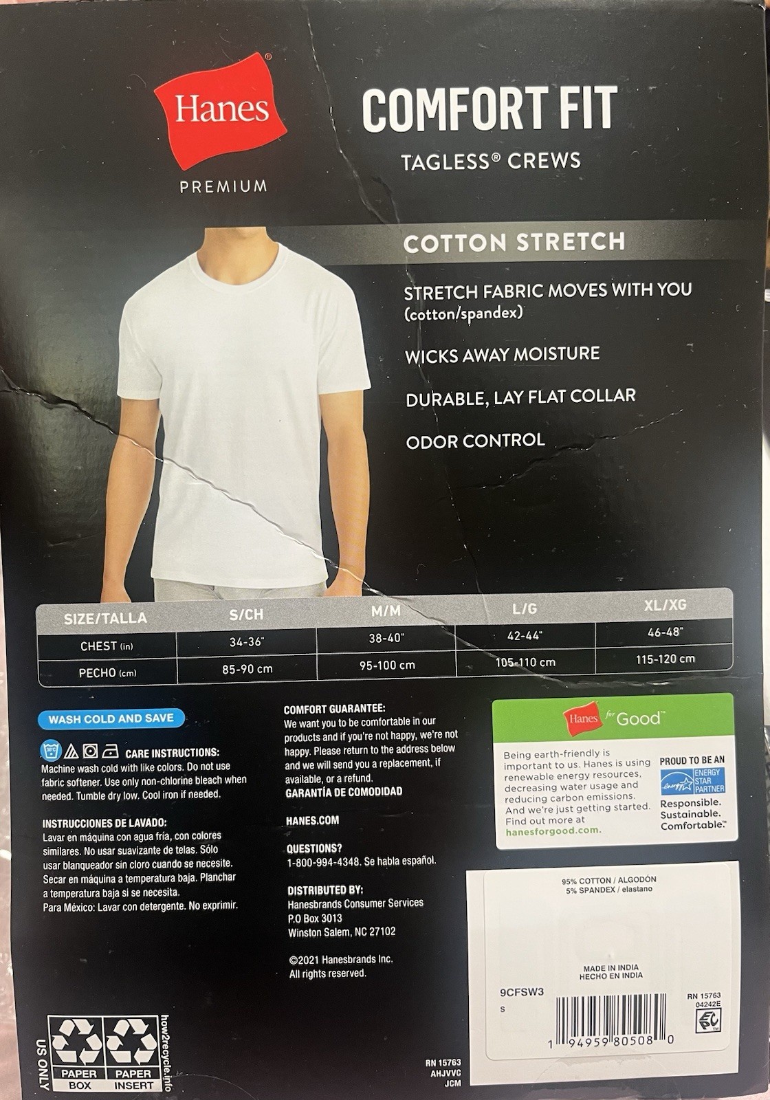Men’s Hanes Comfort Fit 3-Pack Crew T-shirts, Short Sleeve. White Small, 2 Packs gallery