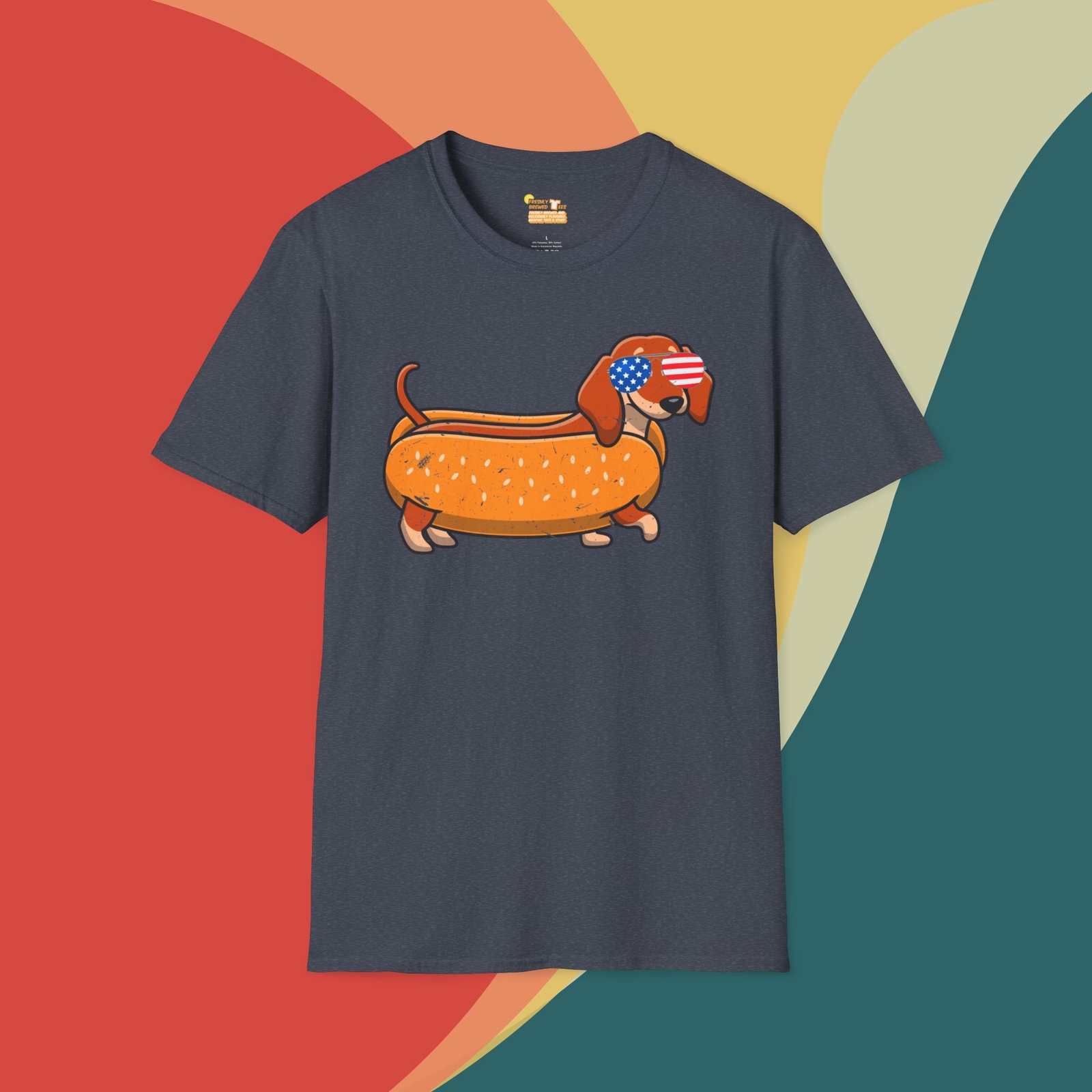 All-American Wiener Dog USA Dachshund Retro Graphic T-Shirt