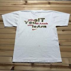 Vintage 90s Nike You Sit Watch Learn My Ball Court Game Shirt White Tag – Small