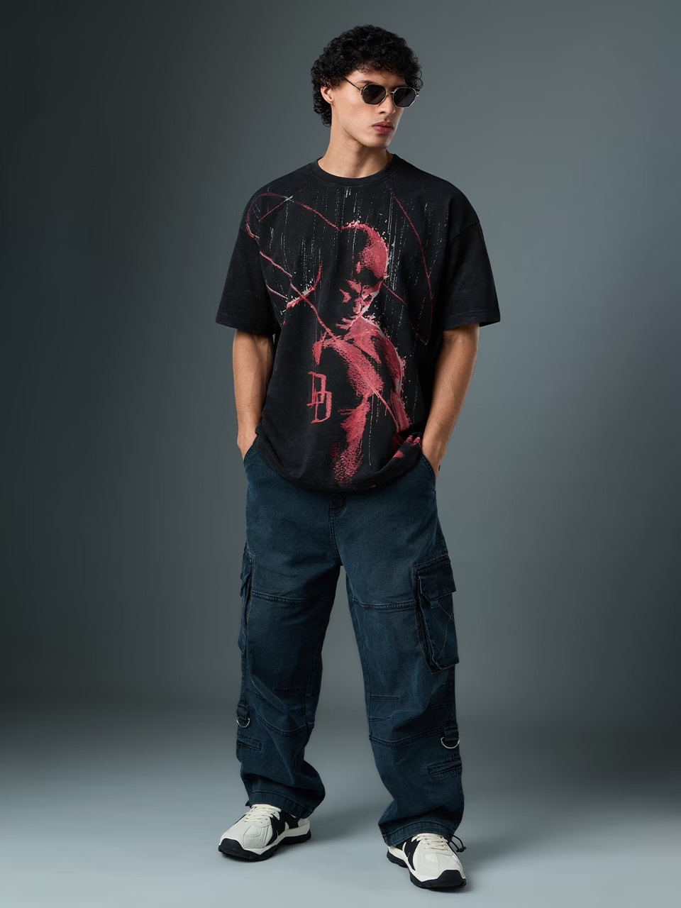 Marvel Daredevil Men's Oversized Vintage Wash T-shirt - Premium Fabric Summer gallery