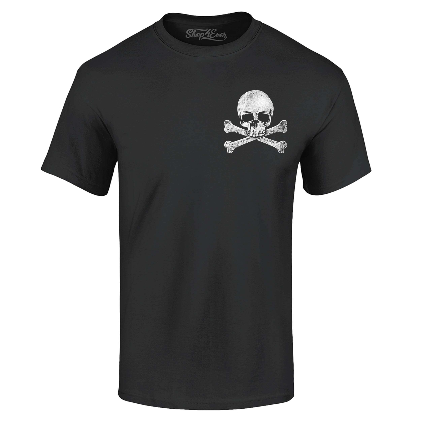 Distressed Skull and Crossbones Pocket Size T-shirt Novelty Shirt gallery