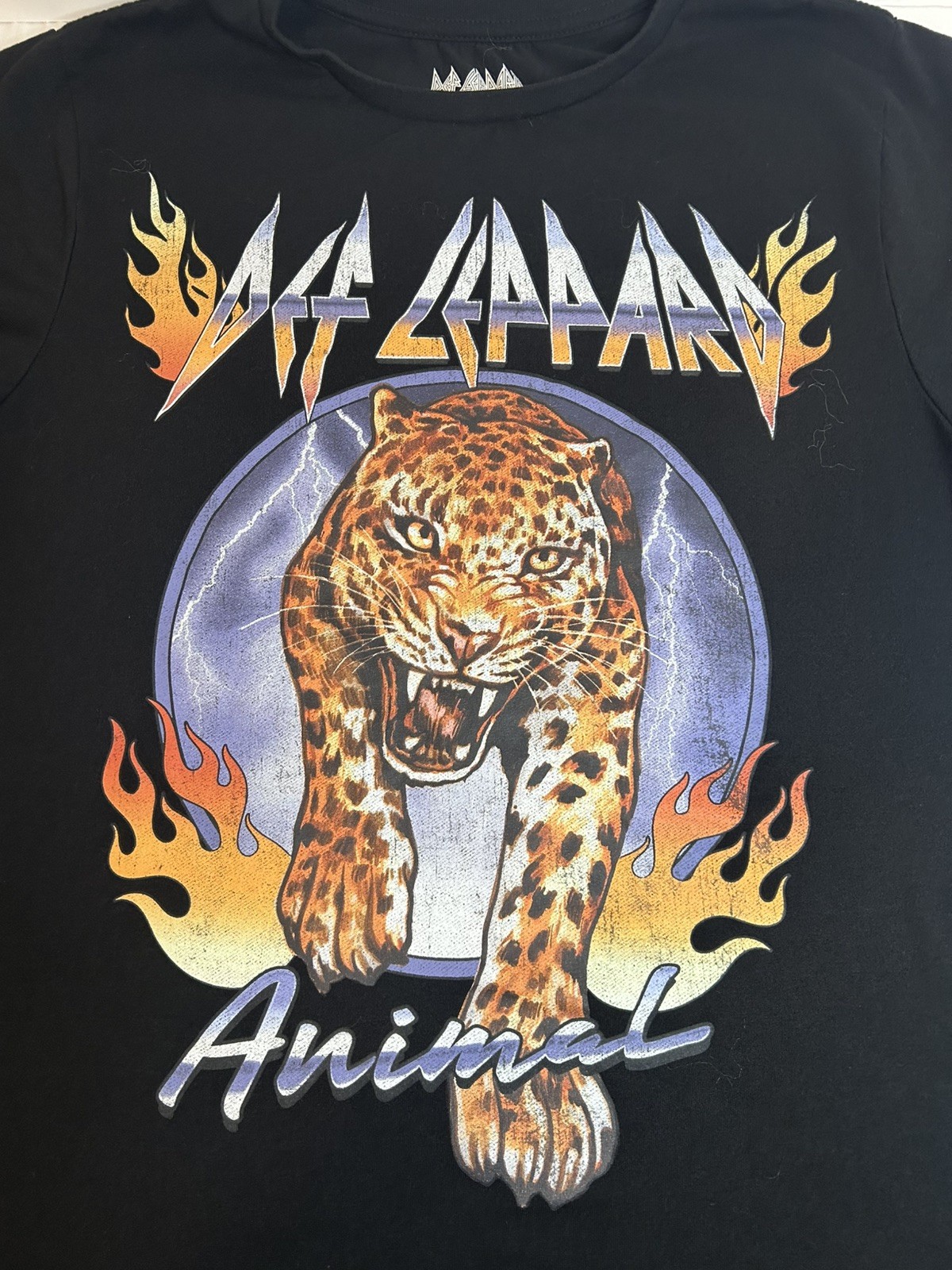 Def Leppard Animal Leopard Graphic Men's L/G Black Tagless Cotton Tee gallery