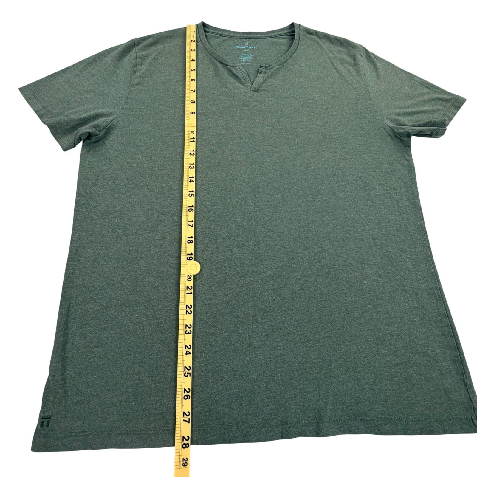Tommy John Henley Lounge Shirt Men Large Green Pima Cotton Stretch V Split Neck gallery