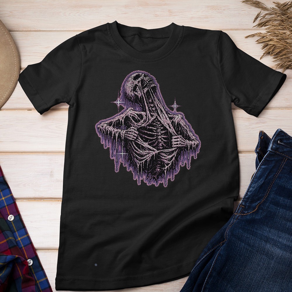 Retro Skeleton Ripping Rip Cage 90s Unisex T-shirt | Skull Lover Gifts for Men gallery