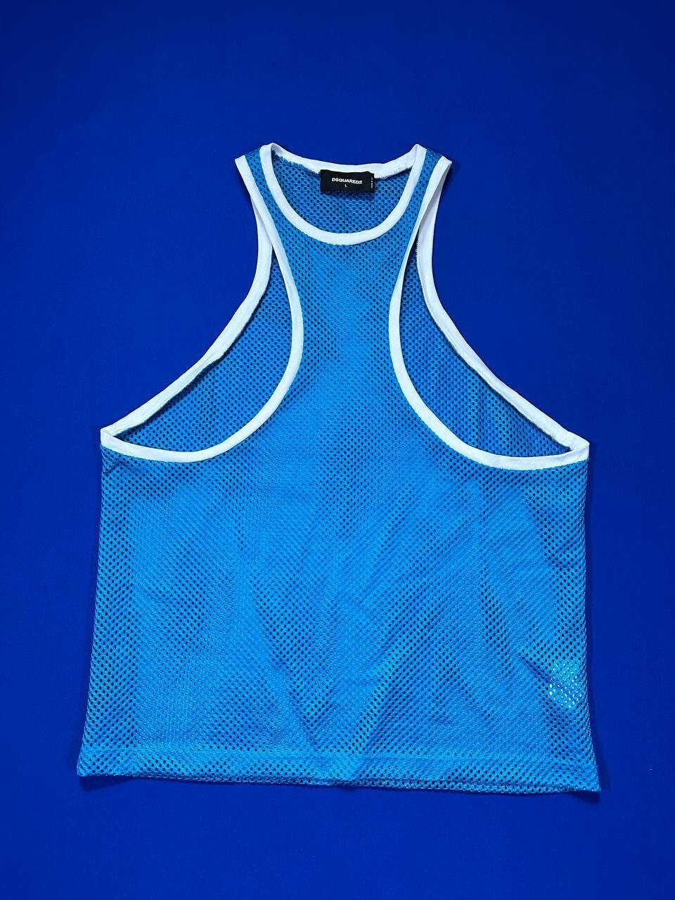 DSQUARED2 men’s summer blue back&front racer mesh muscle tank top SZ L gallery
