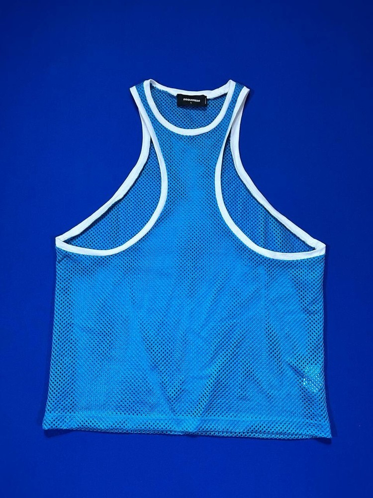 DSQUARED2 men’s summer blue back&front racer mesh muscle tank top SZ L