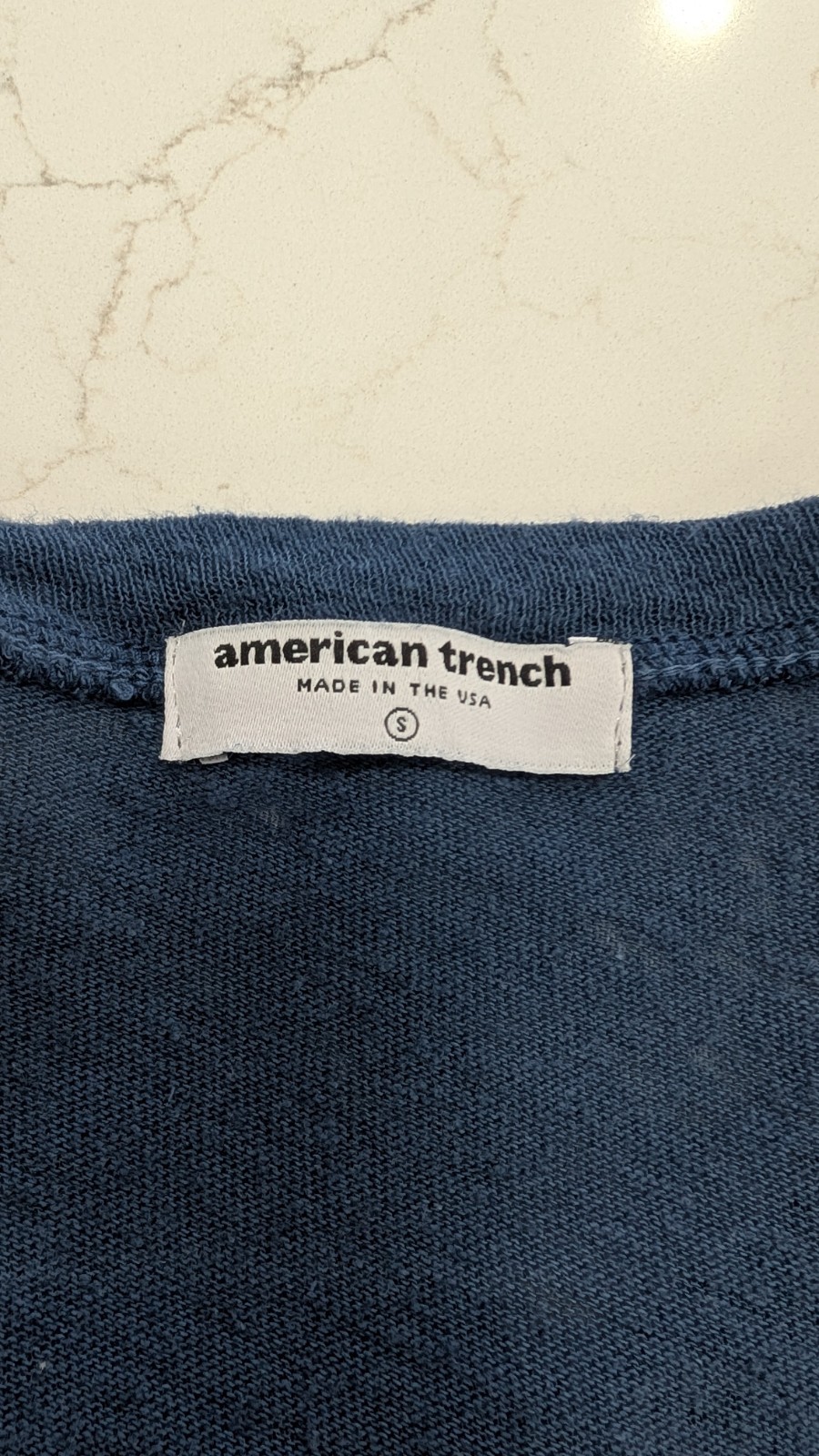 NWT American Trench Indigo Cotton Linen Tee Shirt Mens Small S Made in USA gallery