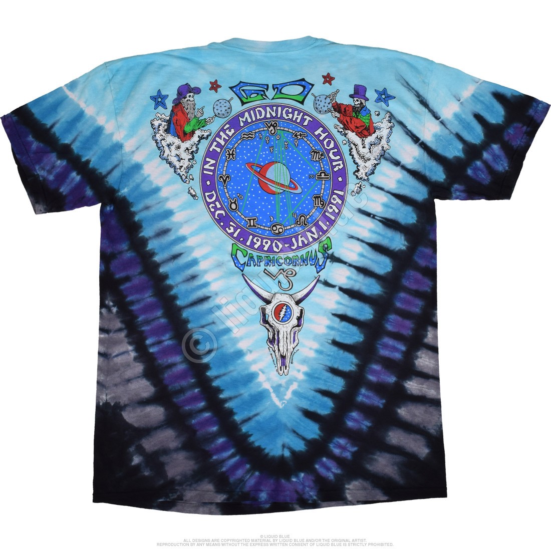 [Limited Edition] Vintage Grateful Dead Midnight Hour Tie-Dye T-Shirt Liquid Blu gallery