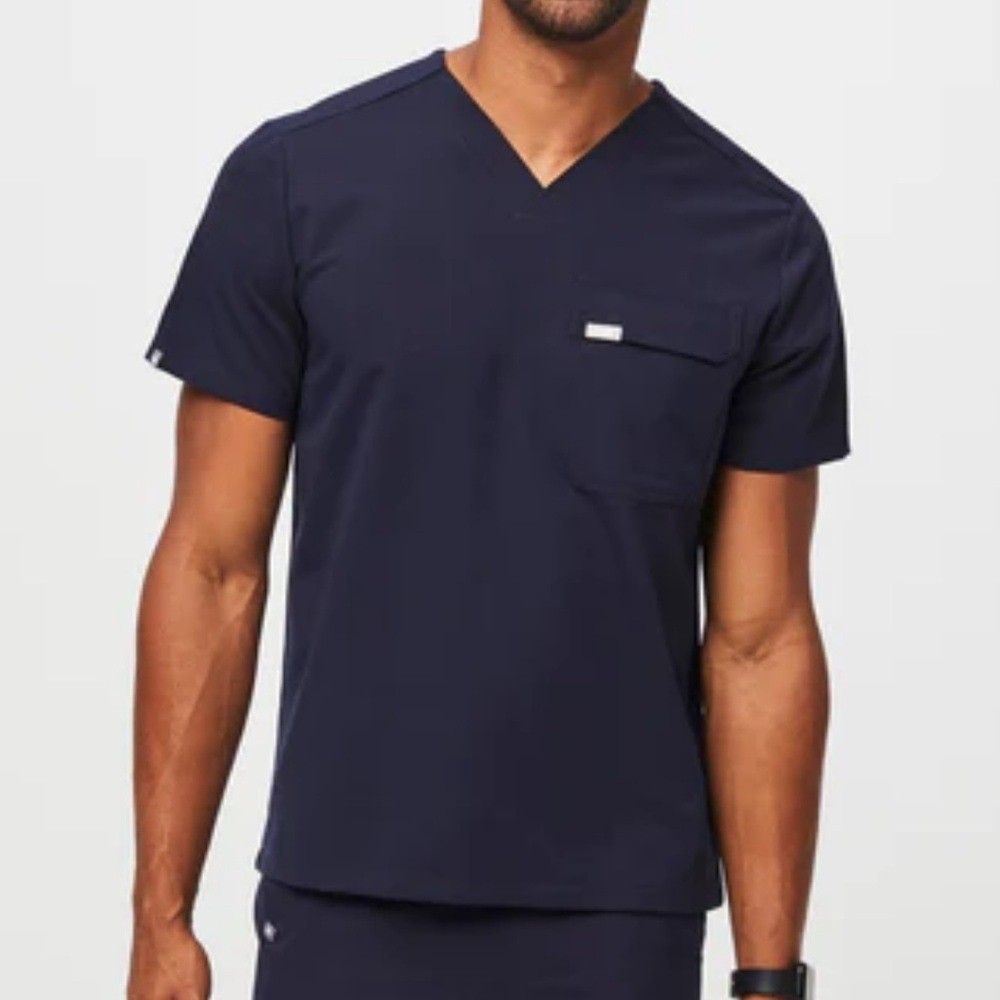 Figs Leon Cargo Pocket Scrub Top Men's XXL Navy Blue Medical Dental Shirt. 24 gallery