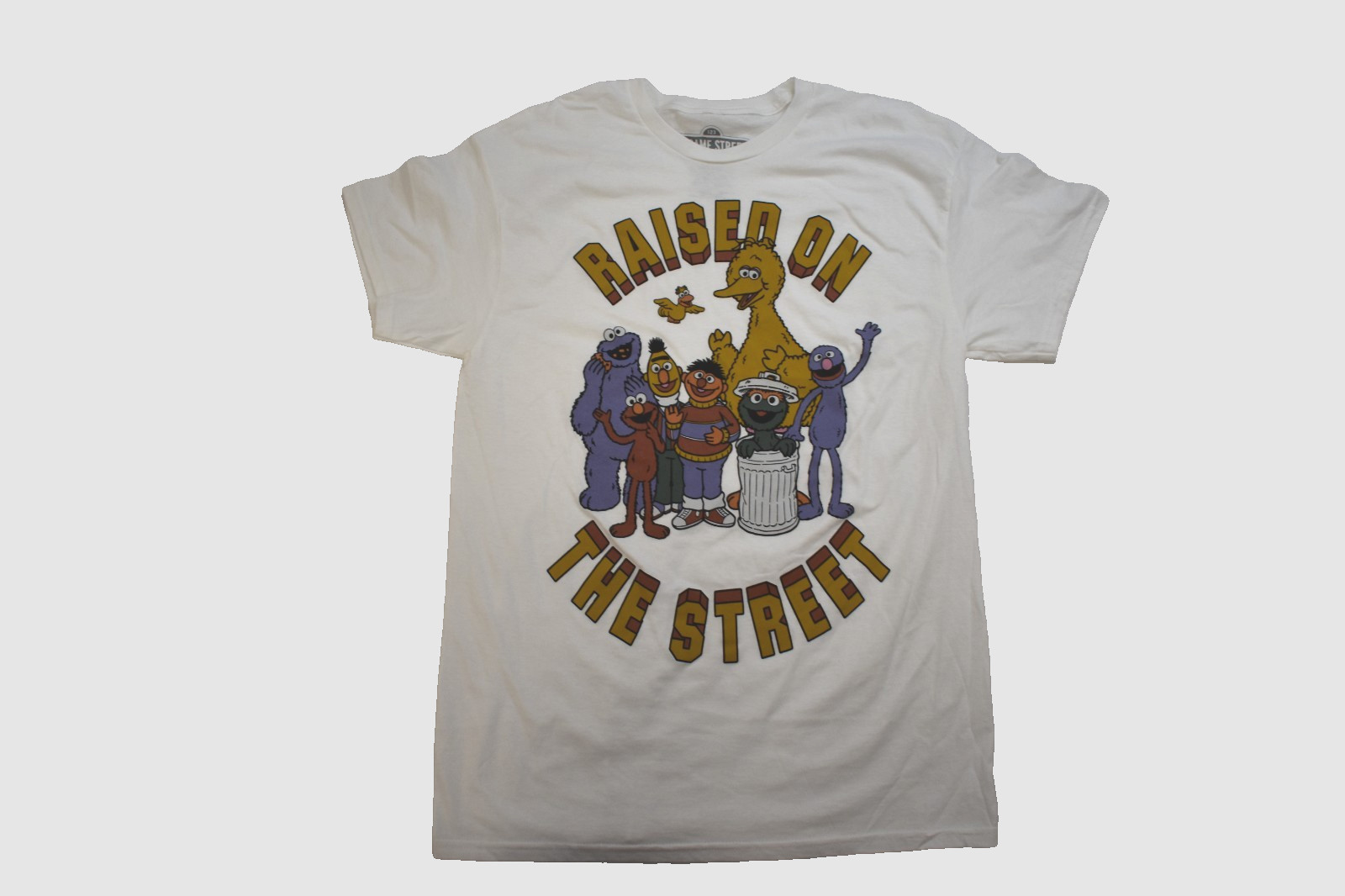 Sesame Street Mens Raised On The Streets White Shirt New S, M, L, XL, 2XL gallery
