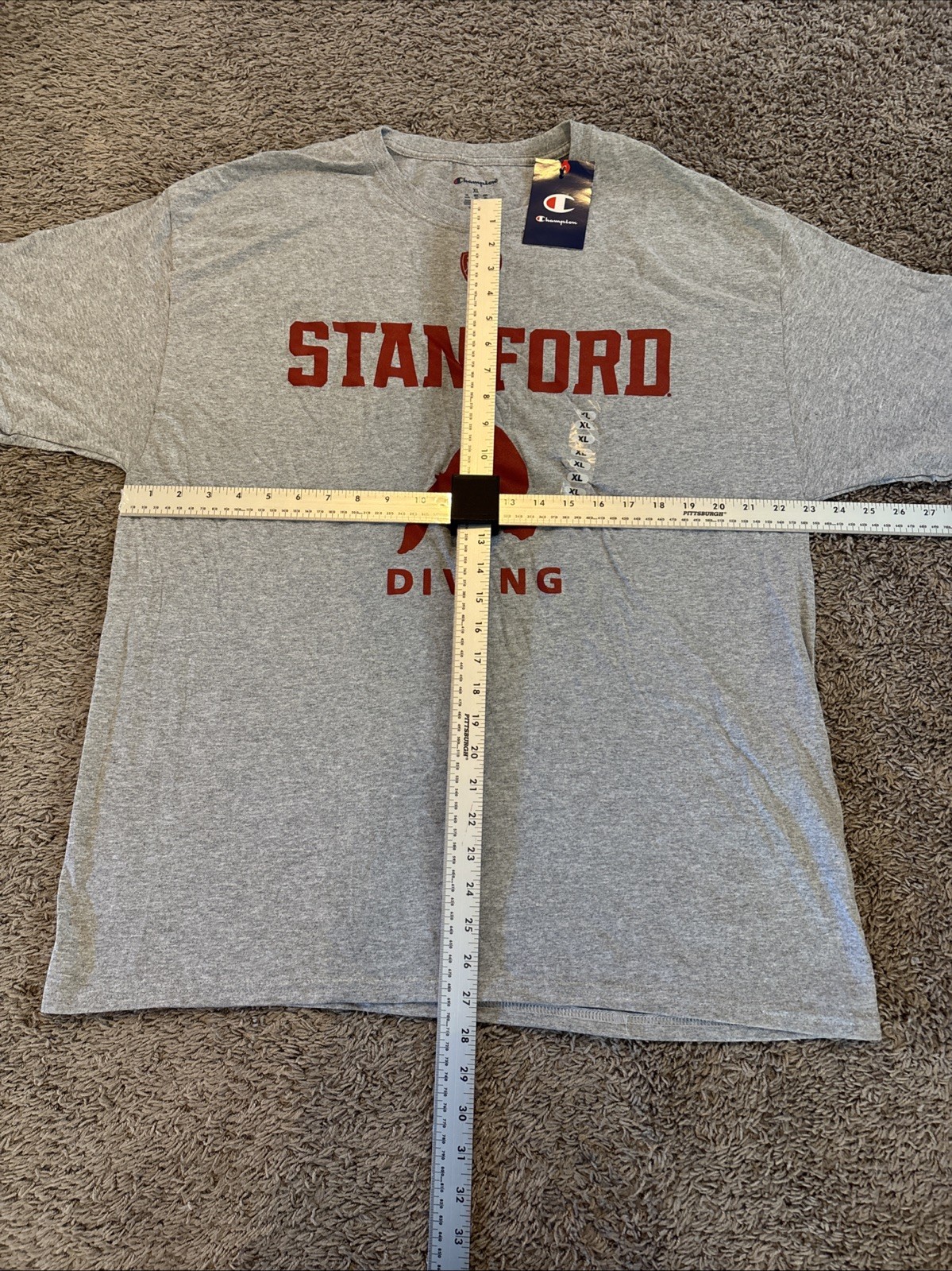 Champion Stanford Diving Graphic Tee Cardinal Red Gray PAC-12 Men’s Size XL NWT gallery