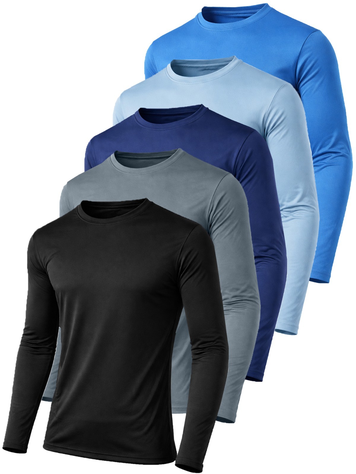 5-Pack Men's Moisture Wicking Long Sleeve Peformance Athletic Tee T-Shirt S-2XL gallery