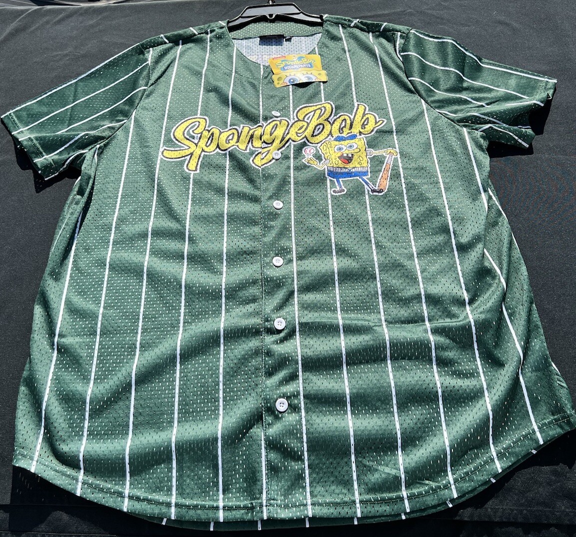 SpongeBob Square Pants Size 3XL Jersey Nickelodeon Green & Yellow Front Button