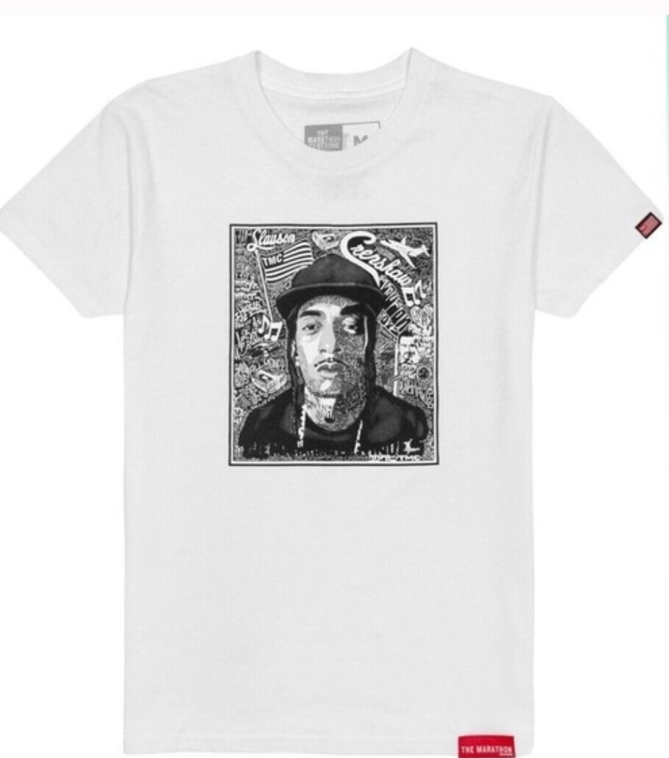 The Marathon Clothing Nipsey Hussle Graphic Tee White Crenshaw Mens Small NWT gallery
