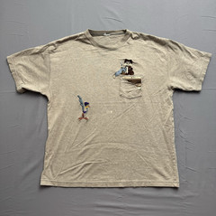 Looney Tunes Road Runner Wile E. Coyote Graphic Gray Men’s T-Shirt Embroidered
