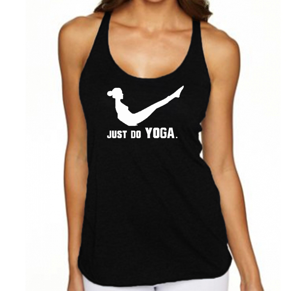 YOGA Tank Top Just Do Yoga TANK TOP WHITE Logo FUNNY CUTE YOGA TANK TOP
