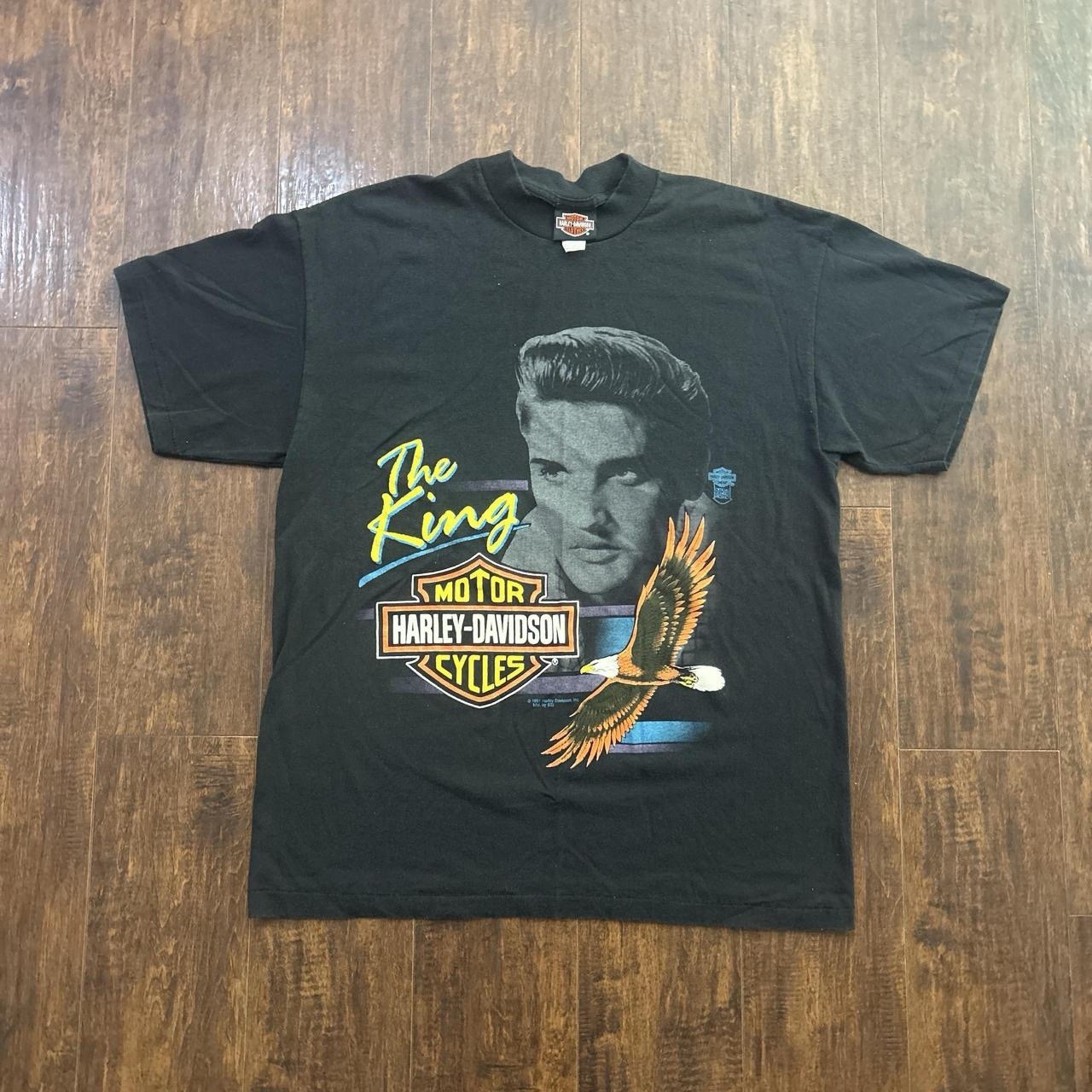 Grail VTG 90's 1991 Elvis Presley Harley Davidson single-stitch USA T-shirt XL gallery