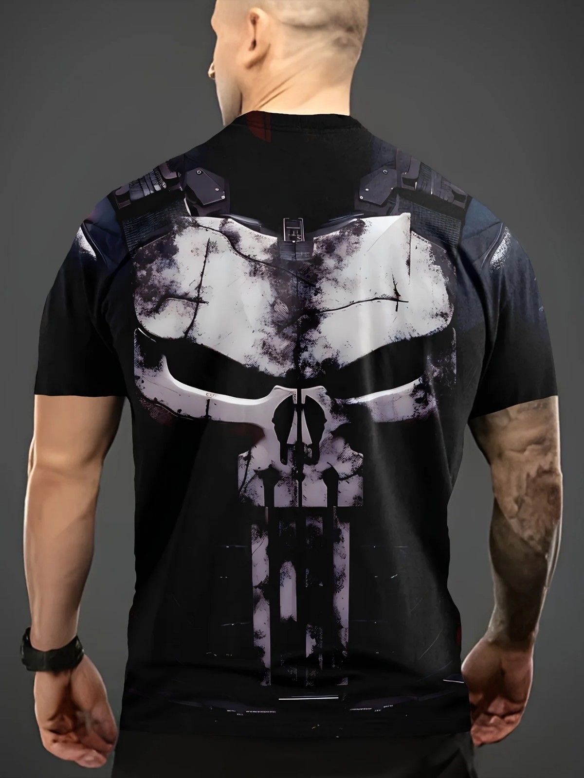 Cool The Punisher T-Shirt Mens Tee Military Skull Streetwear 3D Print Shirt gallery