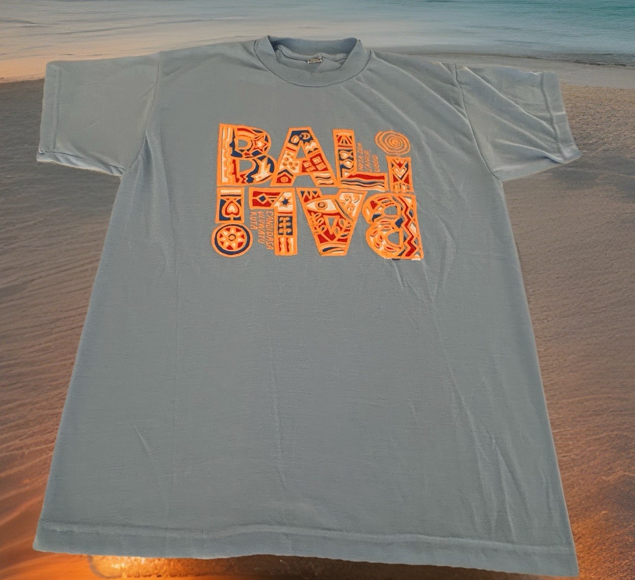 NWOTs Gift Tourist T-Shirt-Bali Ubud, Nusa Dua Indonesia-Tribal Motifs- Blue XXL gallery