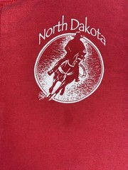 Vintage Single Stitch 3 Button T-Shirt Henley Large Cowboy Western North Dakota