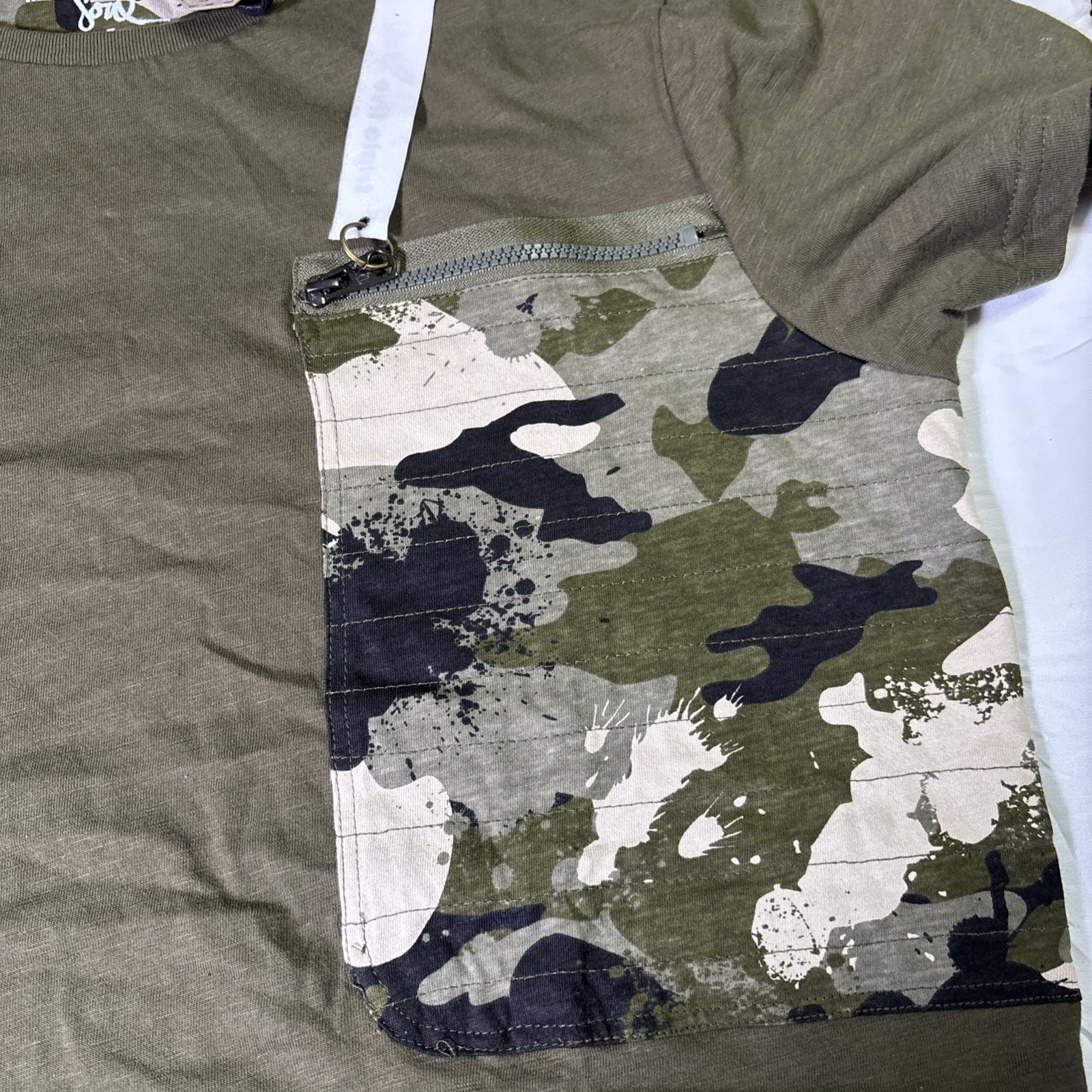 Triple Five Soul Shirt Mens XL Tee Camouflage Army Fatigue Grunge Zipper NWT gallery