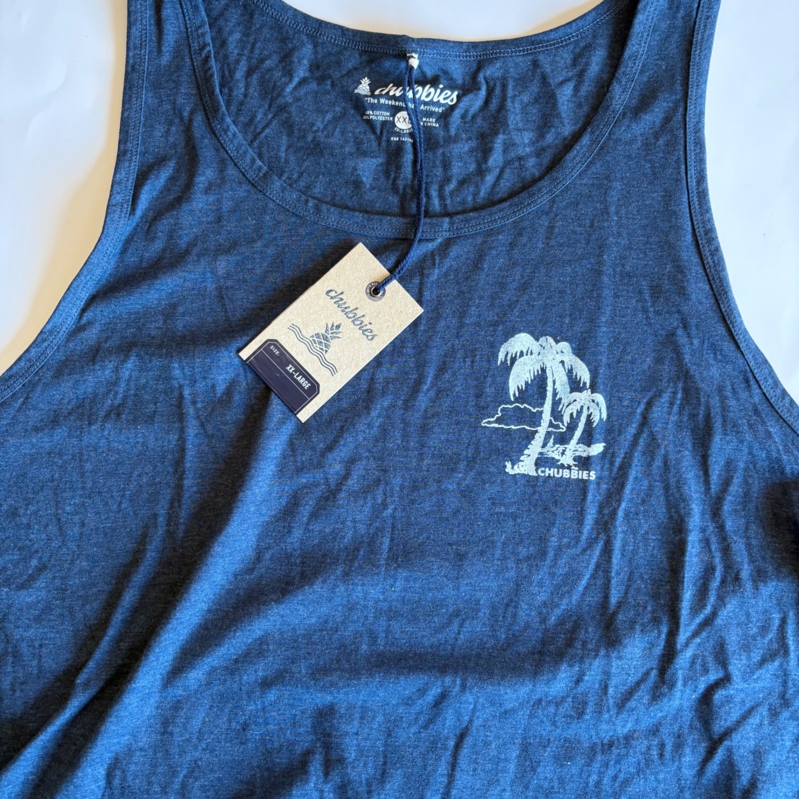 Chubbies The Relaxer Tank Top Mens XXL Navy Blue Graphic The Weekend Has Arrived