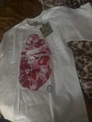 A Bathing Ape BAPE White Ape Head Pink Camo Graphic Tee Crew Neck Men’s L
