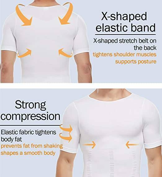 Men T-shirt Male Body Shaper Compression Shapewear Fitness Tummy Control Vest US gallery