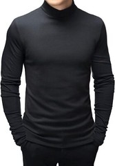 Men Long Sleeve Pullover Sweater Undershirt Mock Turtleneck T-Shirt Slimming Top