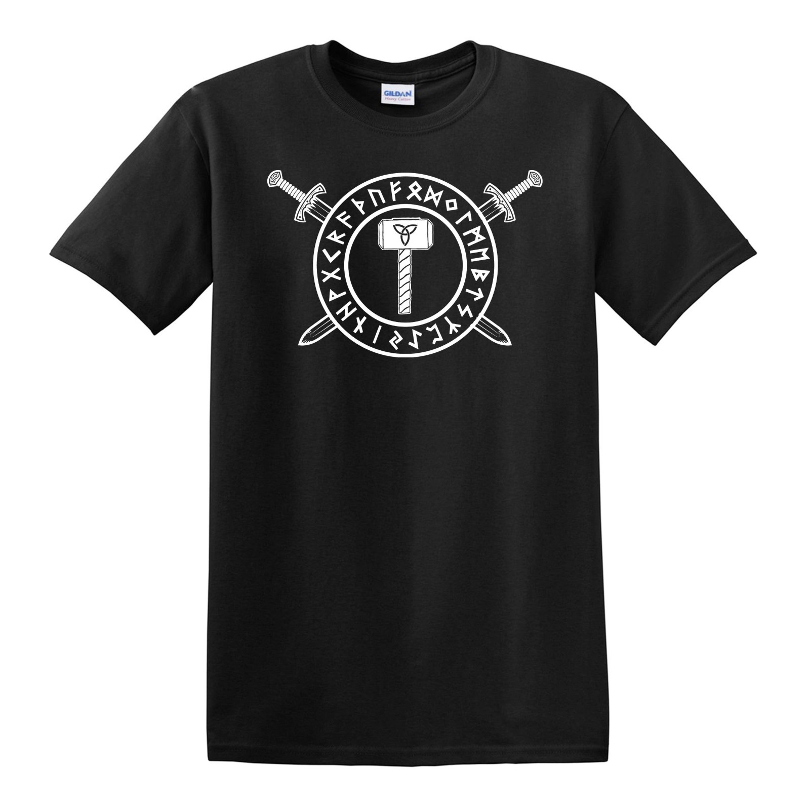 THORS HAMMER Swords Rune T-shirt - Viking Odin Valhalla Norse Thor Viking gallery