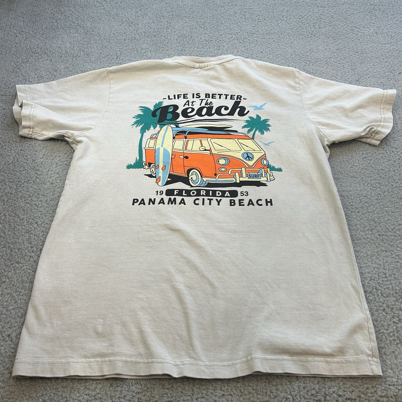 U.S VINTAGE T -Shirt Men Large Multicolor Panama City Beach Florida 1953 Surf gallery