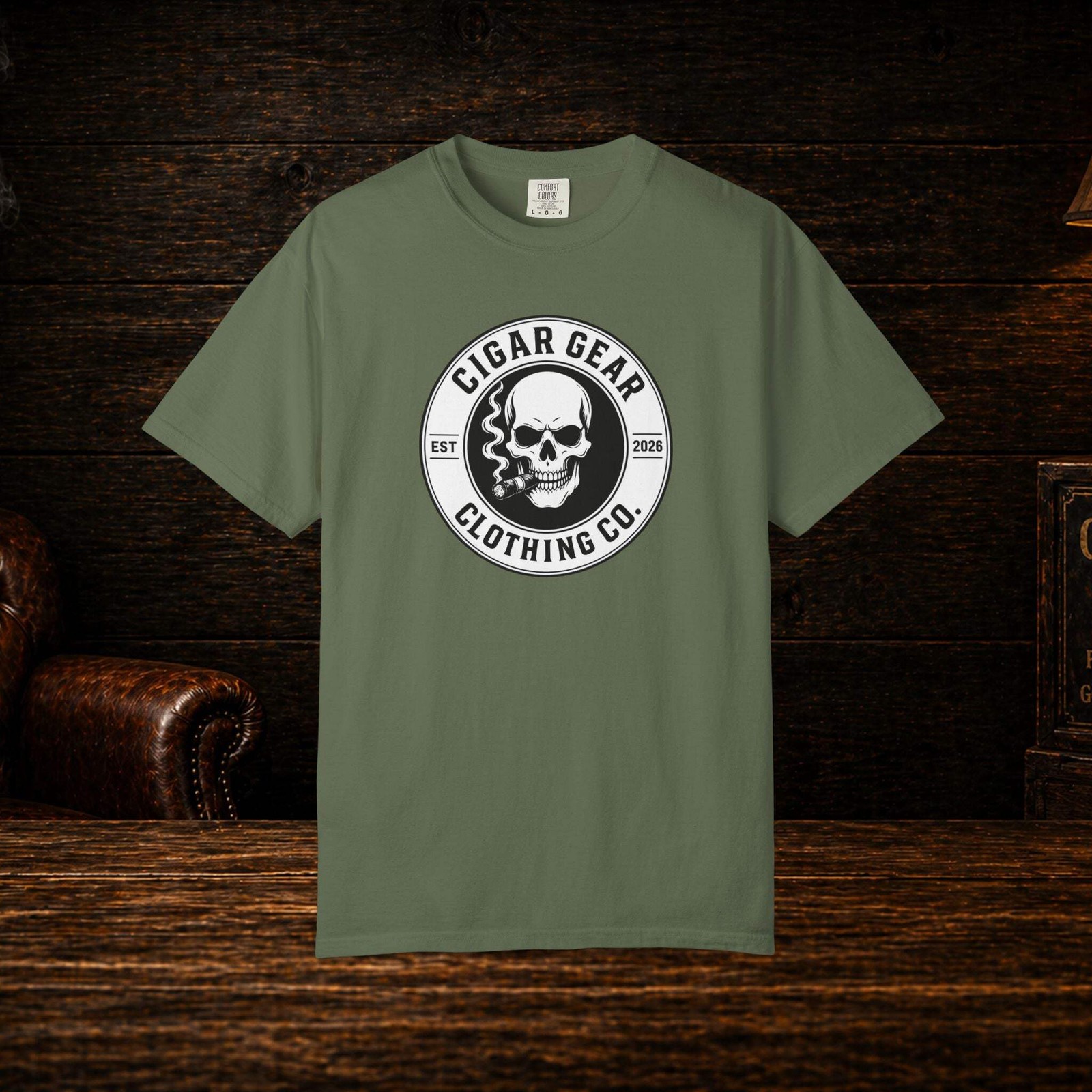 Cigar Gear Skull Logo T Shirt Men's Graphic Tee Smoking Lounge Apparel gallery