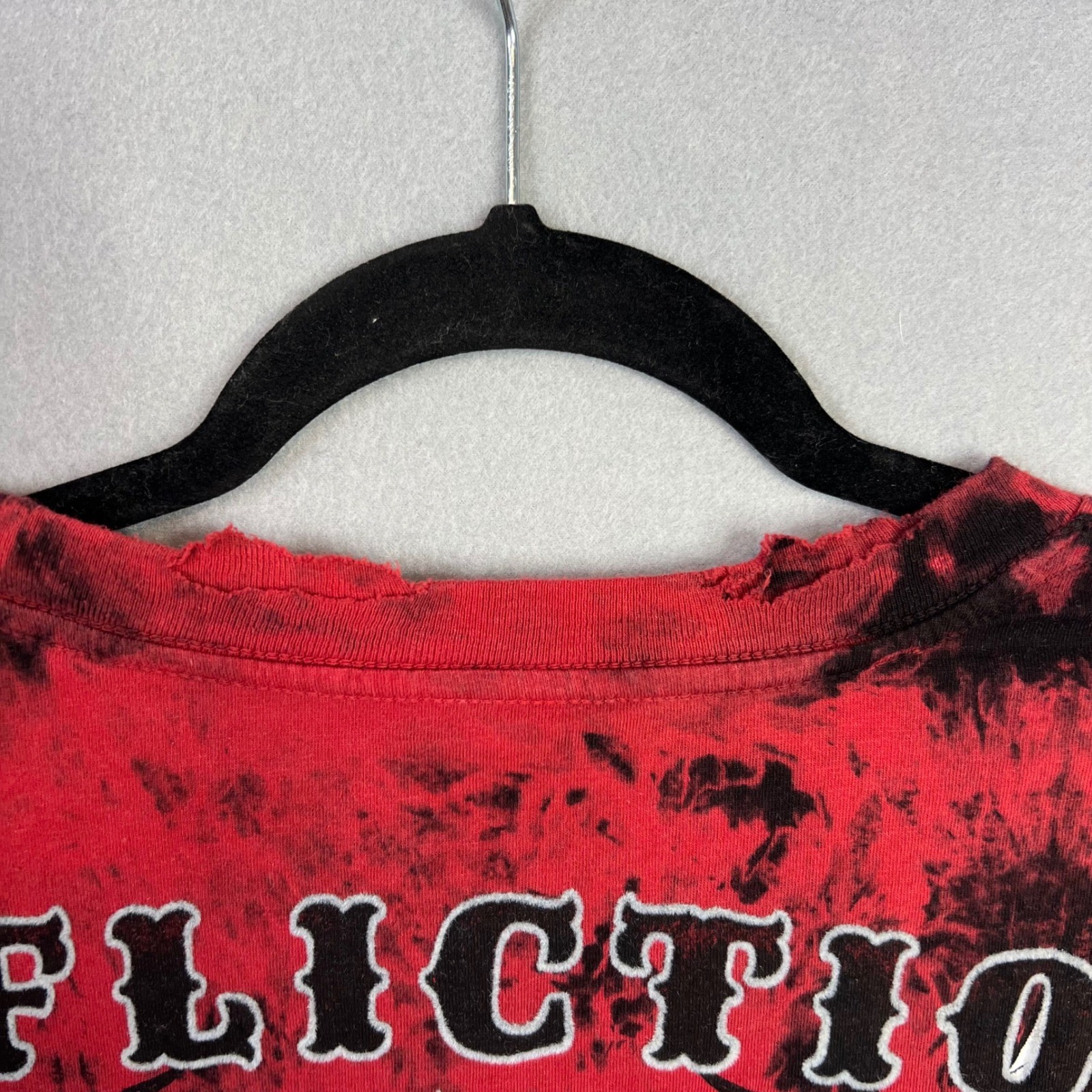 Affliction T-Shirt Mens Sz 3XL Red Black Live Fast Tie Dye Distress Graphic NWT gallery