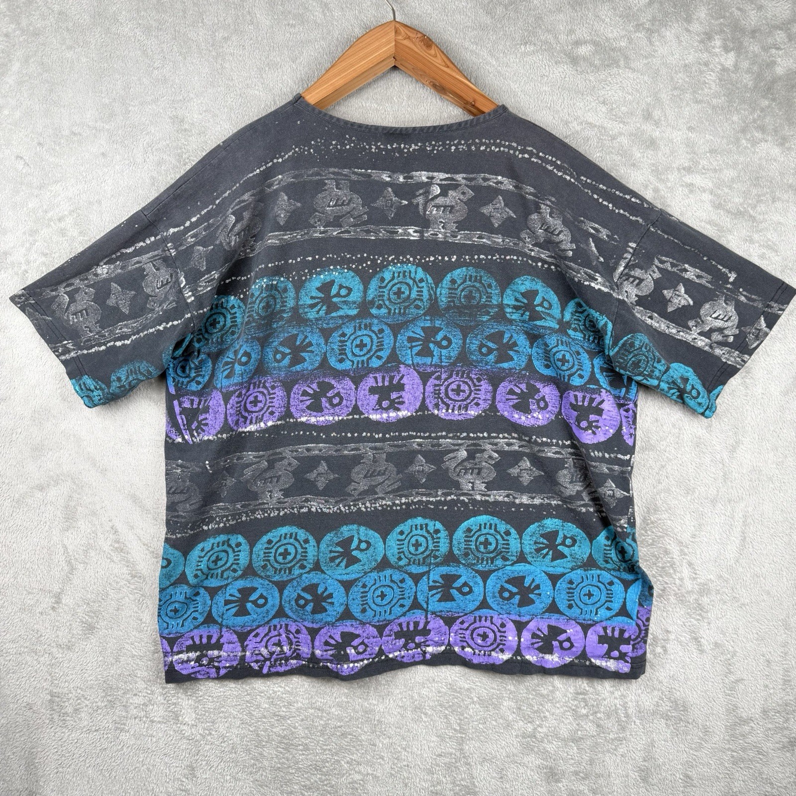 EZL Painted Glitter Shirt Mens L One Size Vintage 90s Tribal Hip Hop Colors gallery