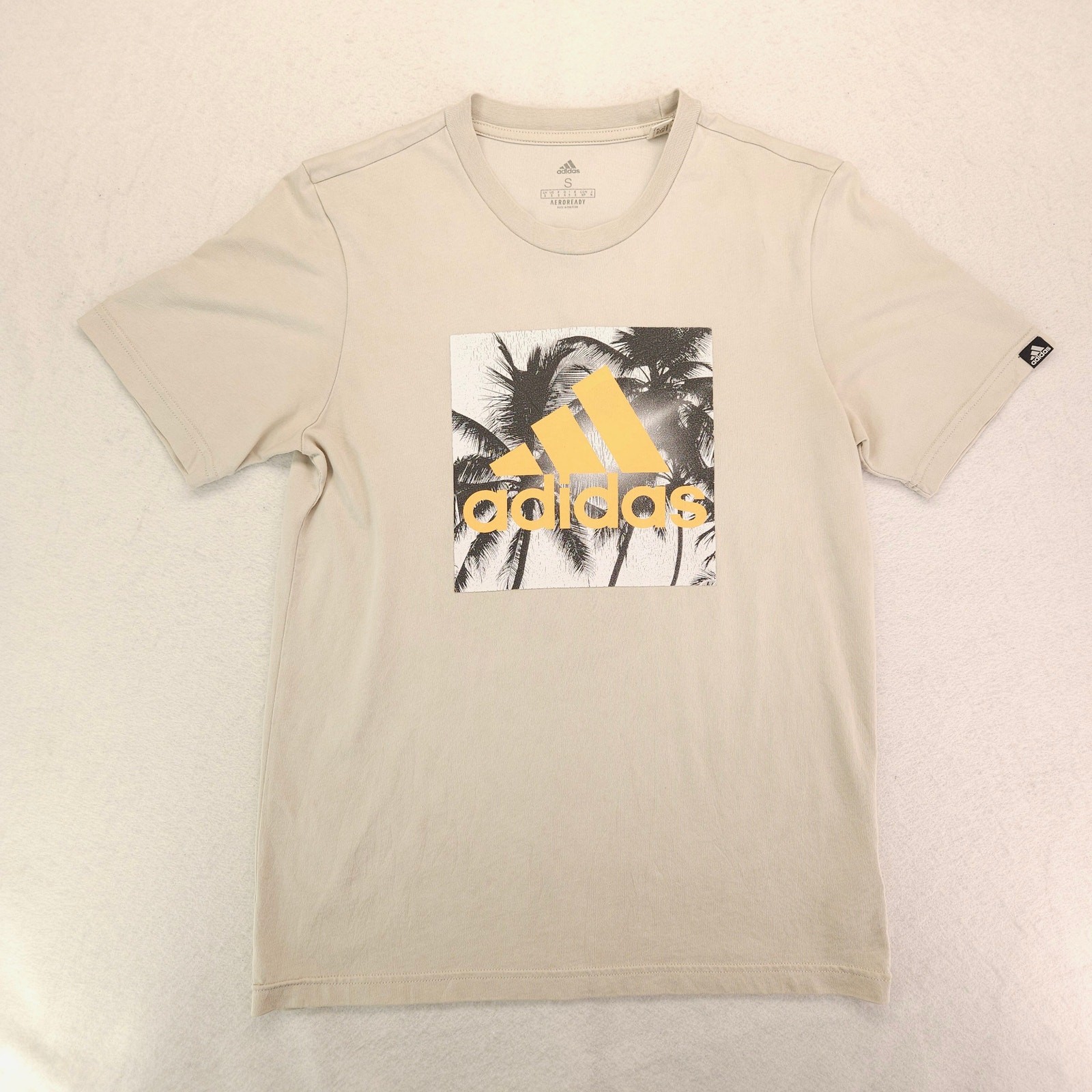 Adidas Casual Crew Neck Short Sleeve Graphic T Shirt Mens Size Small S Tan gallery