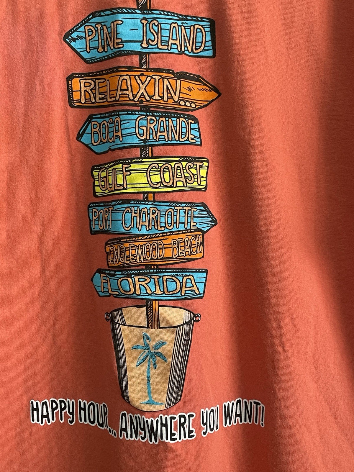 Gildan Hammer Florida Gulf Coast Happy Hour T-Shirt Men's XL Tangerine Color gallery
