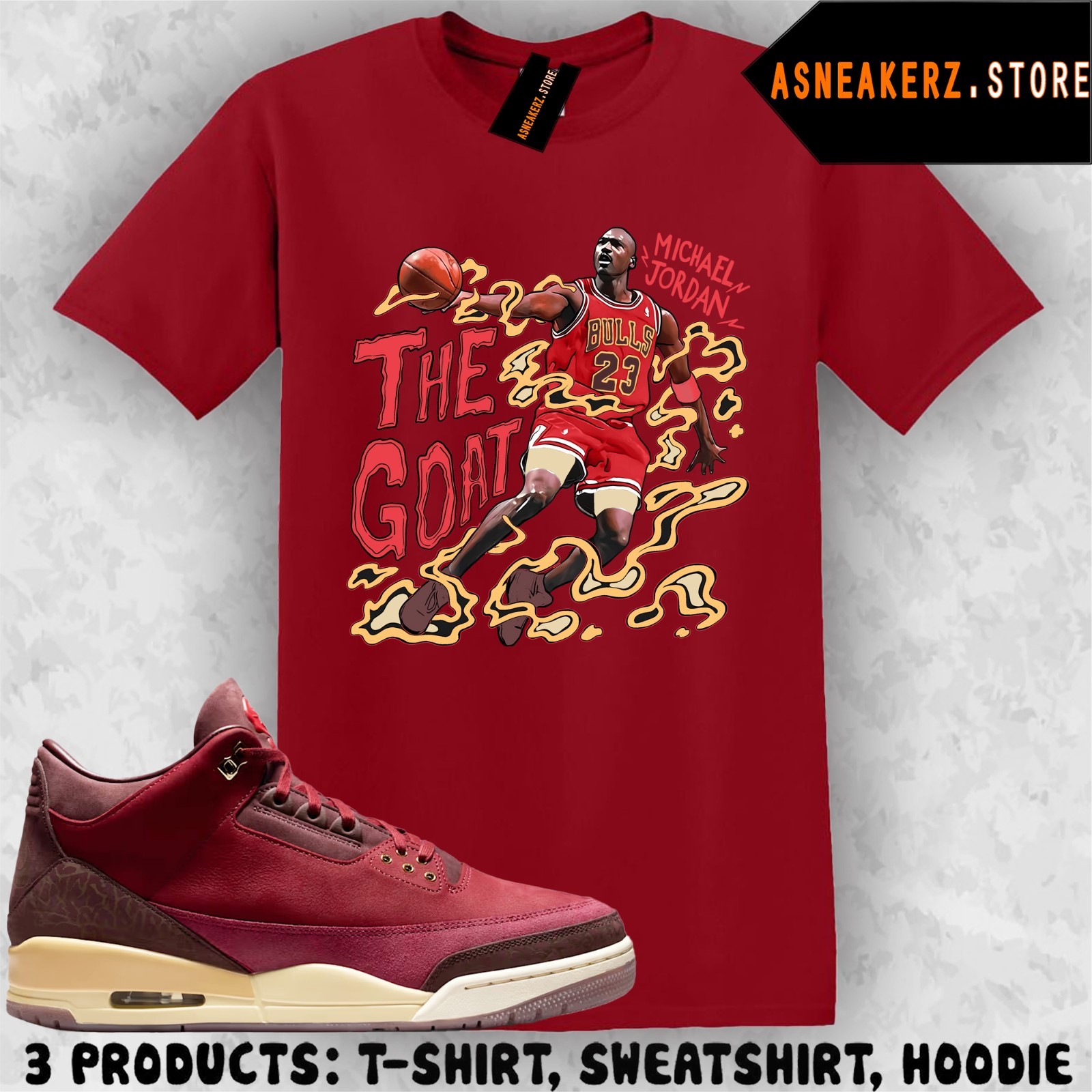 Shirt To Match AJ 3 Bin23 Bin 23 2026 Sneaker Matching Tee The Goat MJ T-Shirt gallery