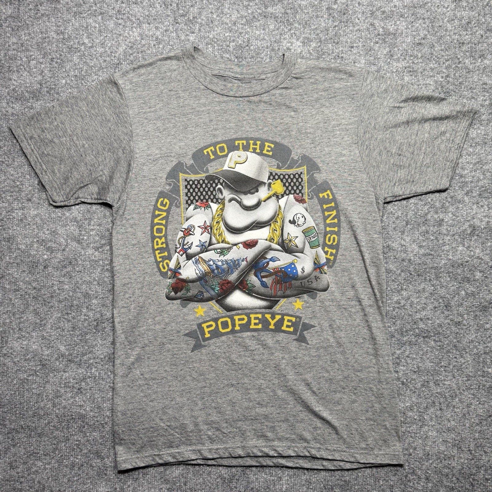 Officially licensed Popeye the Sailor Man Gray T-shirt Size Medium