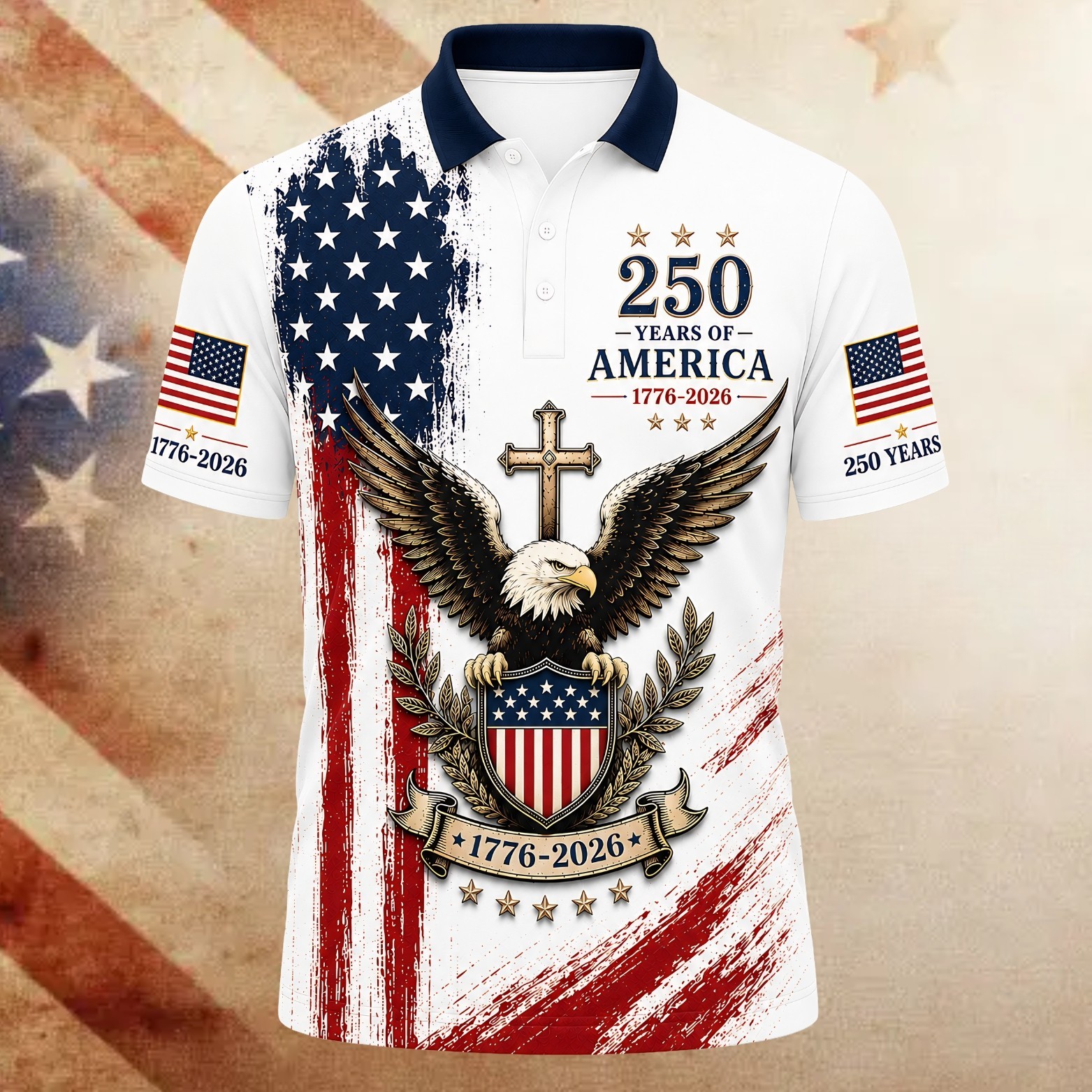 250th Anniversary Polo Shirt, Men’s 1776–2026 Freedom Patriotic Polo (S-5XL)